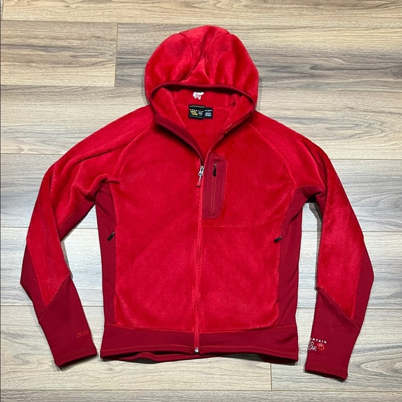 Vintage Mountain Hardwear Monkey Man High Loft Fleece Hoodie in Red Size Large